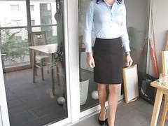 Find-Best-Videos.com presents: Slinky crossdresser simone ready for the office