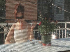 Find-Best-Videos.com presents: Cute chick smokes on the porch as he films it