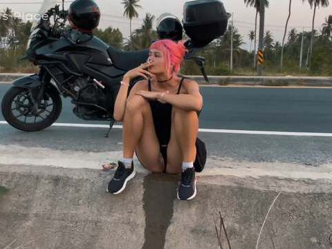Find-Best-Videos.com presents: Motorbike girlfriend peeing on the roadside