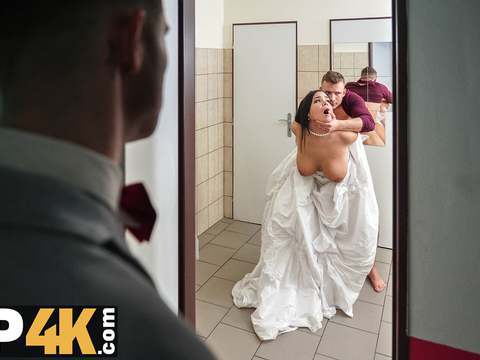 Find-Best-Videos.com presents: Vip4k. wife gets her hairy vagina licked and penetrates in the wc