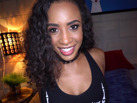 Find-Best-Videos.com presents: Ebony hottie demi sutra spreads legs for a large white dick