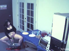 Find-Best-Videos.com presents: Break room masturbation with celery in her cunt