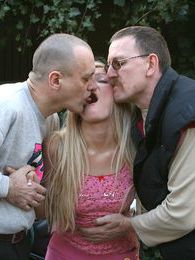 Find-Best-Videos.com presents: Petite blonde teenie girl enjoying two old biker penises
