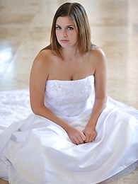 Find-Best-Videos.com presents: Busty glamorous amateur Danielle models wedding gown indoors & by the pool
