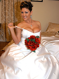 Find-Best-Videos.com presents: Horny bride Claire Dames enjoys licking her big tits and fingering her pussy